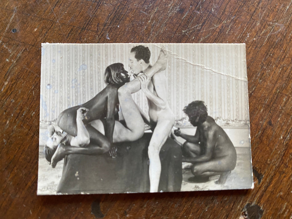 Vintage, original photo, 1940s weird bisexual blackface/body - interracial